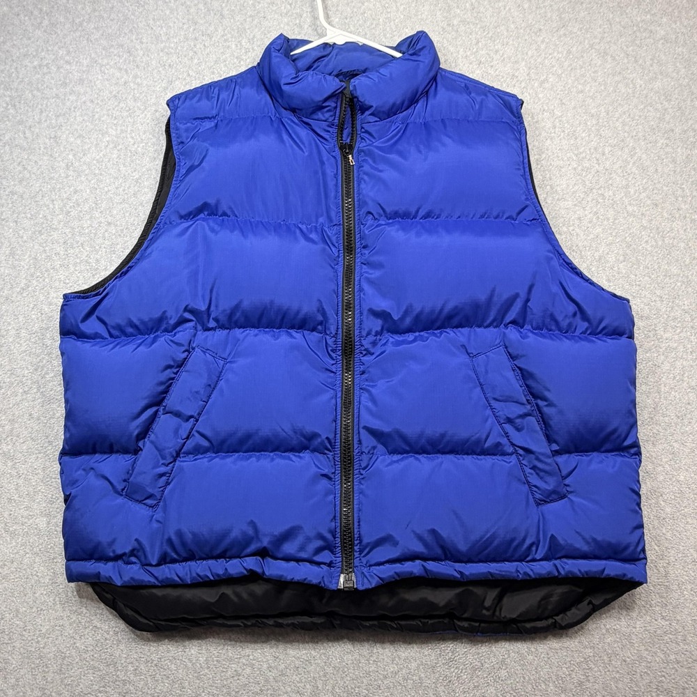 Eddie Bauer Vest Mens XL Blue Goose Down Puffer Full Zip Outdoor Hiking
